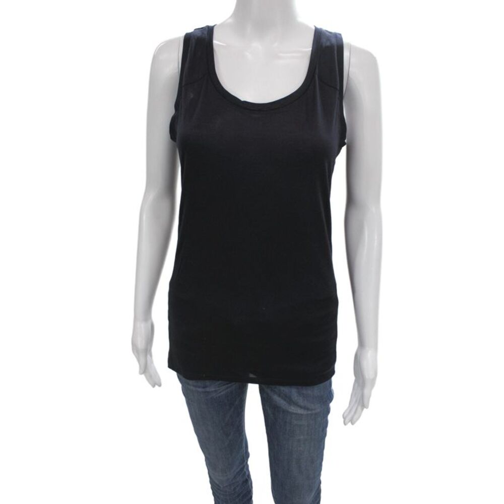 J Brand Women Basic Scoop Neck Black Tencel Tank Size S